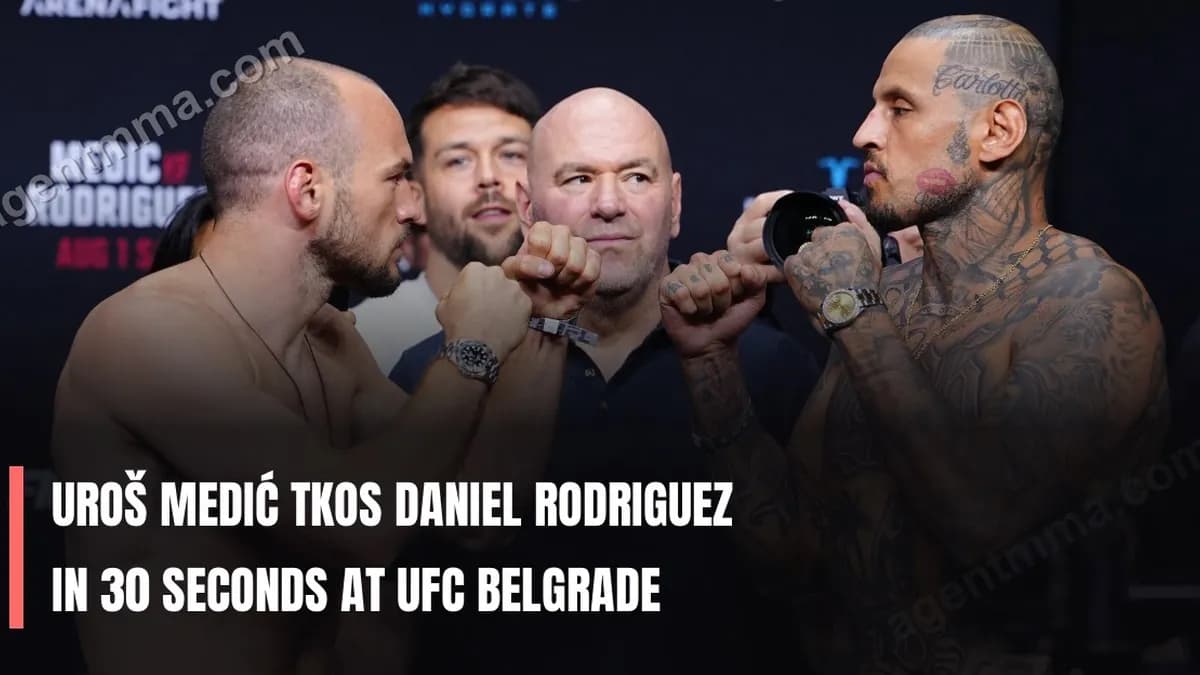 Le Serbe Uros Medic impressionne une fois de plus en dominant Daniel Rodriguez en seulement 30 secondes à Belgrade, son quatrième KO consécutif en ouverture de combat Le Serbe Uros Medic impressionne une fois de plus en dominant Daniel Rodriguez en seulement 30 secondes à Belgrade, son quatrième KO consécutif en ouverture de combat