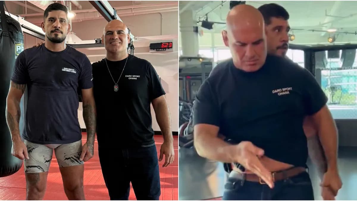 The Brazilian fine-tunes his grappling with the help of the former UFC champion to face Sergei Pavlovich The Brazilian fine-tunes his grappling with the help of the former UFC champion to face Sergei Pavlovich