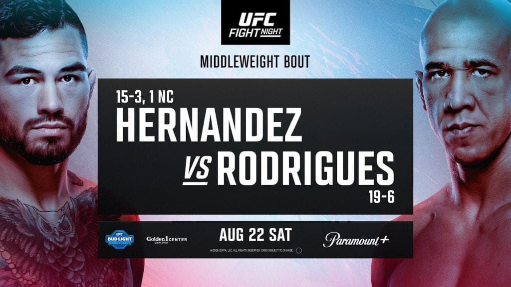 UFC Sacramento 22 août : Rodrigues vs Hernandez, duel légendaire en MMA UFC Sacramento 22 août : Rodrigues vs Hernandez, duel légendaire en MMA